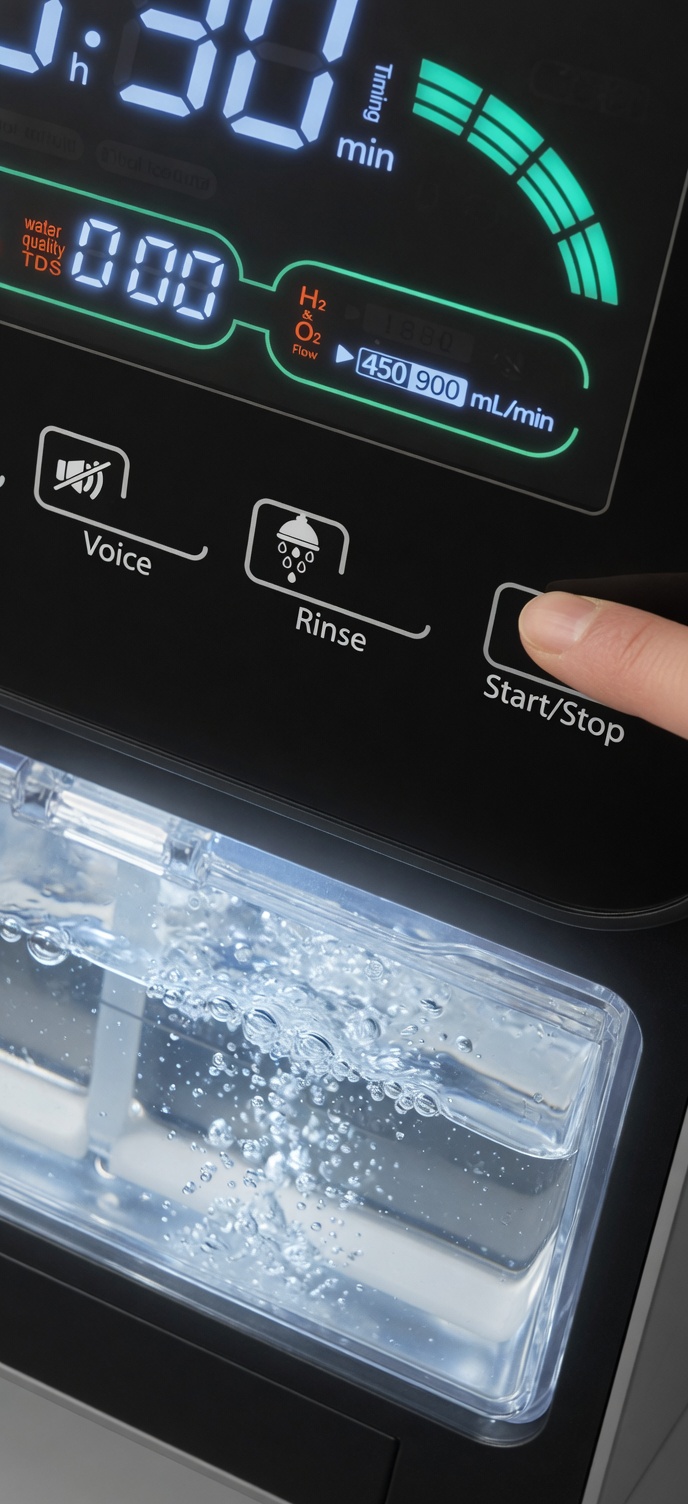 Pressing the start button on the Hydro Nova