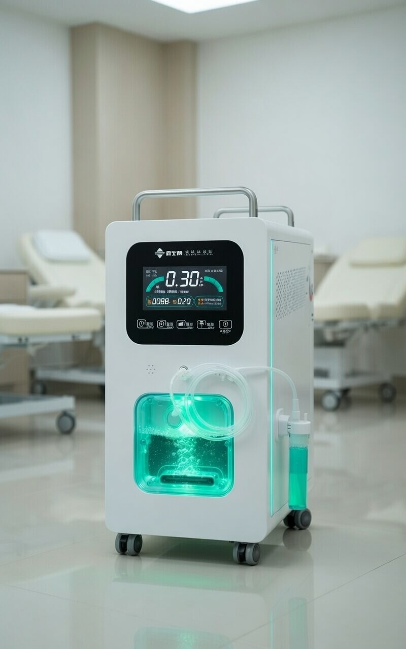 Hydro Medic — mobile professional-format chassis with handles and castors, photographed in a treatment room setting.