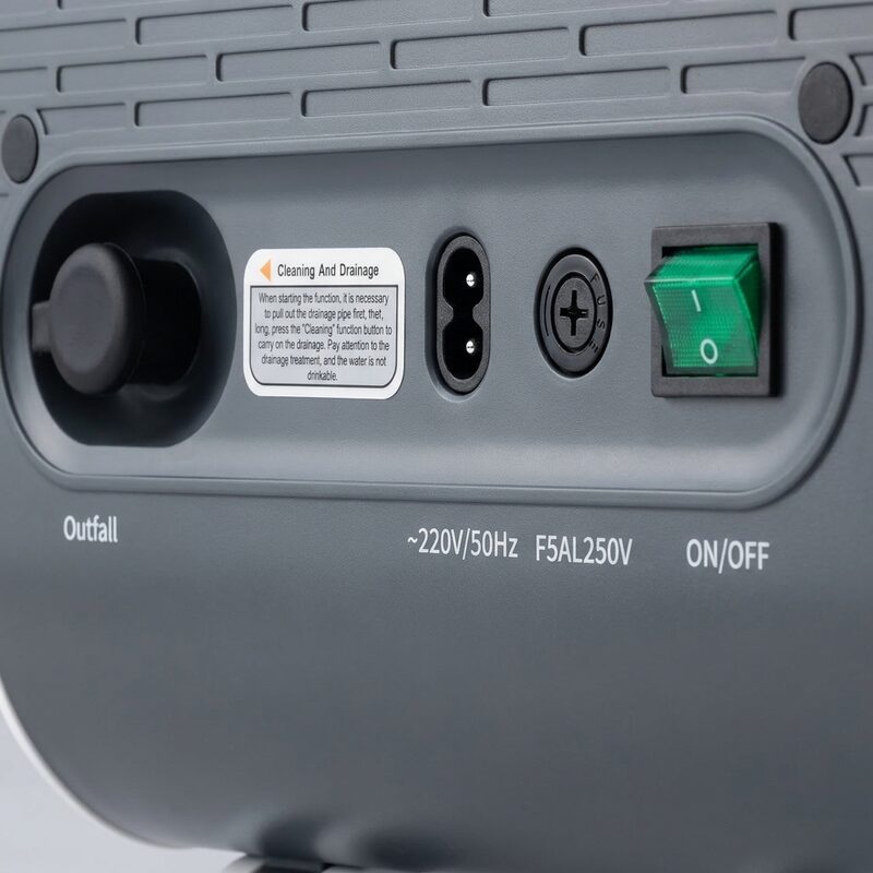 Hydro Nova power switch, socket and water drainage port